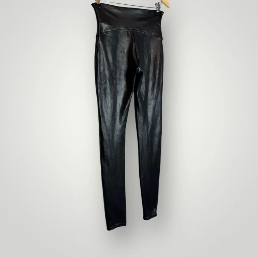 Spanx SPANXshape Faux Leather Leggings Size Large Skinny Core Compression Black - Picture 6 of 9